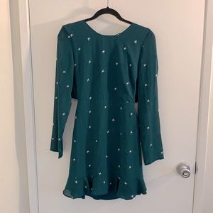 Lulus Forest Green Backless Flutter Dress NWT